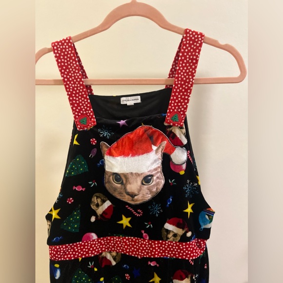Love On A Hanger Pants & Jumpsuits | Christmas Cat Overalls - Picture 4 of 8
